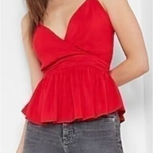 Express Scarlet Wrap Peplum Camisole